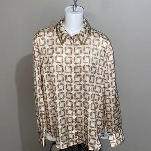 Lafayette 148 New York chain link button down blouse